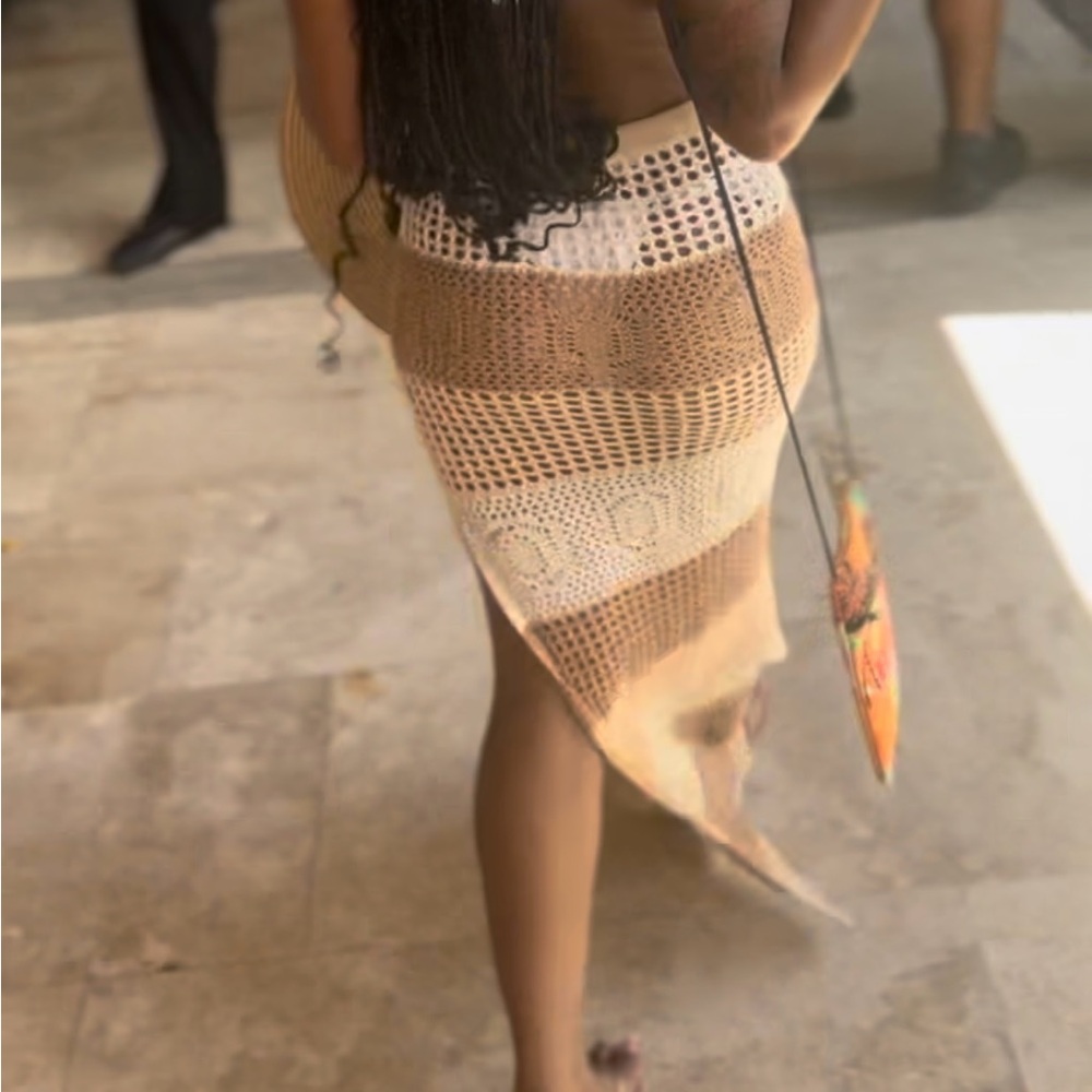Elegant Tan Crochet Skirt